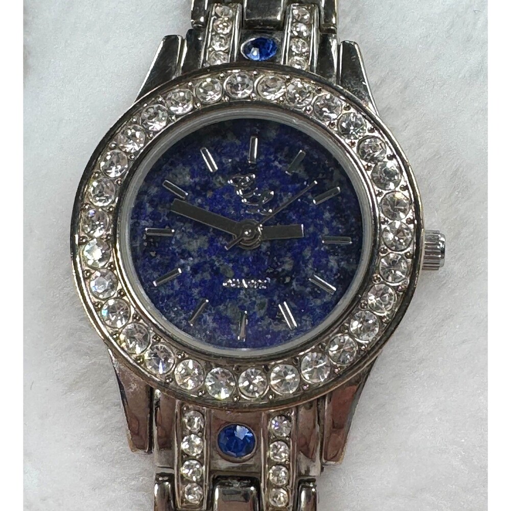 Glam Sapphire Blue Rhinestone Bracelet Watch Lapis Y2K  Style HSN Colleen Lopez - Picture 5 of 16